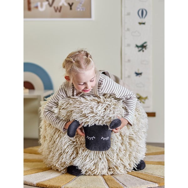 Pouf a sacco per bambini color crema con rivestimento in lana Dolly – Bloomingville Mini-image-3