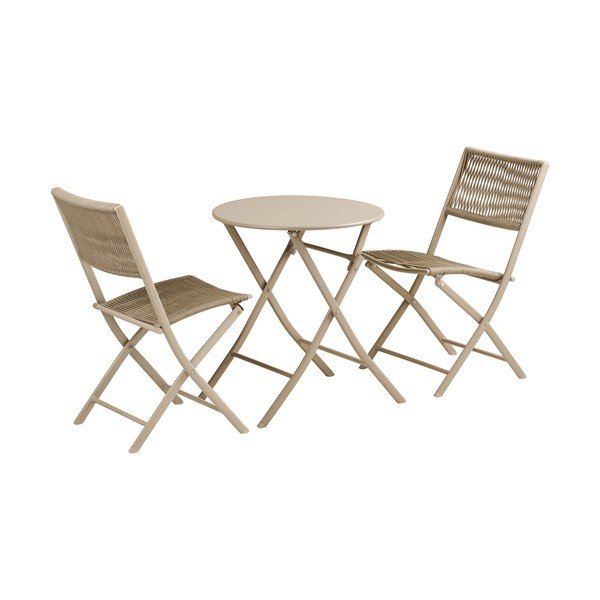 Set da pranzo da giardino beige in metallo per 2 persone Arcas – House Nordic-image-2