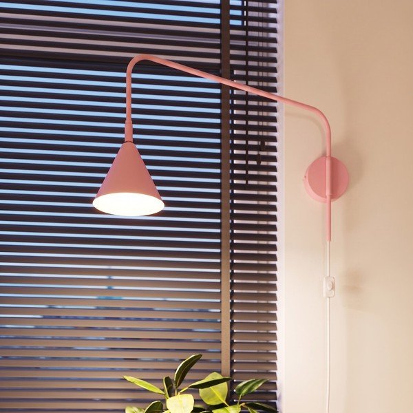 Lampada da parete rosa in acciaio con alimentazione a corrente con struttura flessibile Zylo – Sollux-image-1