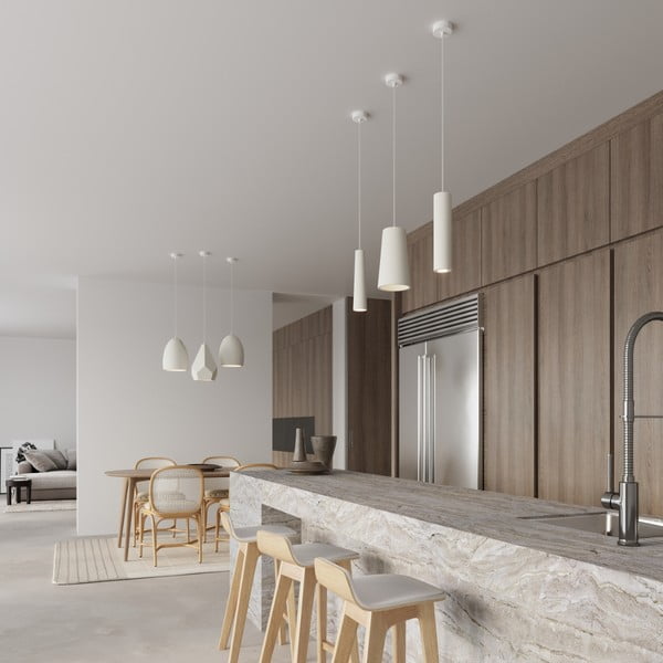 Lampada a sospensione bianca con paralume in ceramica ø 30 cm Fonsie - Sollux-image-1