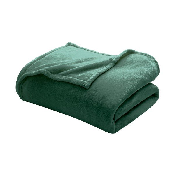 Coperta verde in microflanella 220x240 cm Flanou – douceur d'intérieur
