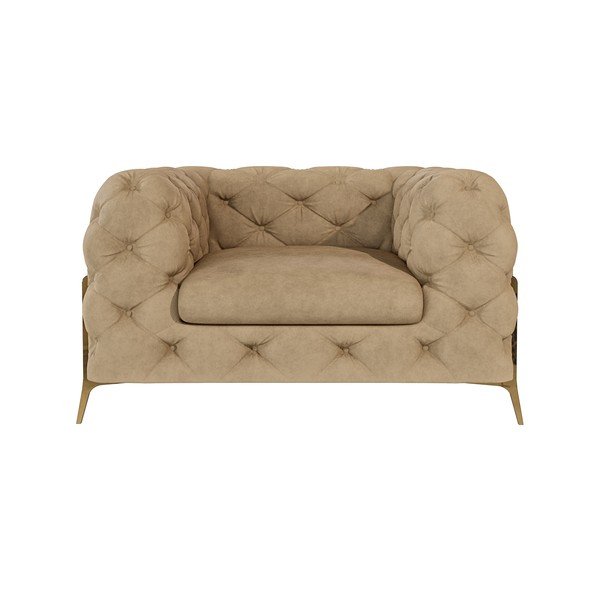 Poltrona marrone chiaro con rivestimento in velluto Chelsea Bis – Ropez-image-1