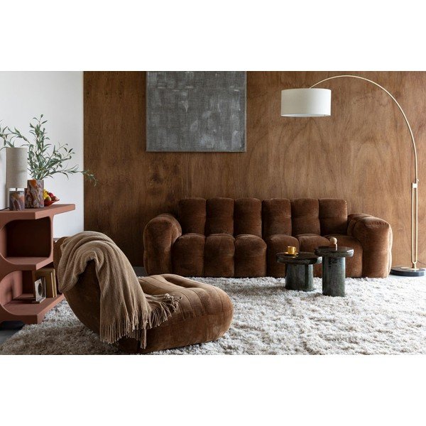 Divano componibile marrone con rivestimento in velluto 264 cm Hackman – Dutchbone-image-4