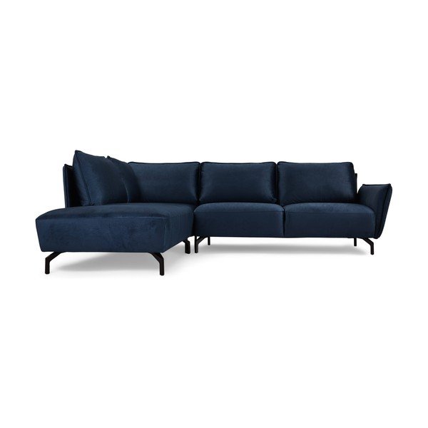 Divano angolare in velluto blu scuro, angolo sinistro Bella - Bonami Selection-image-2