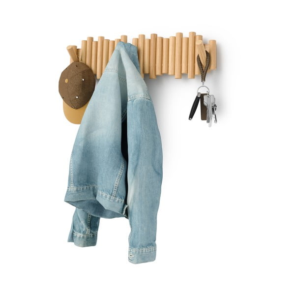 Attaccapanni da parete di colore naturale in pino massiccio 61 cm Picket – Umbra-image-2