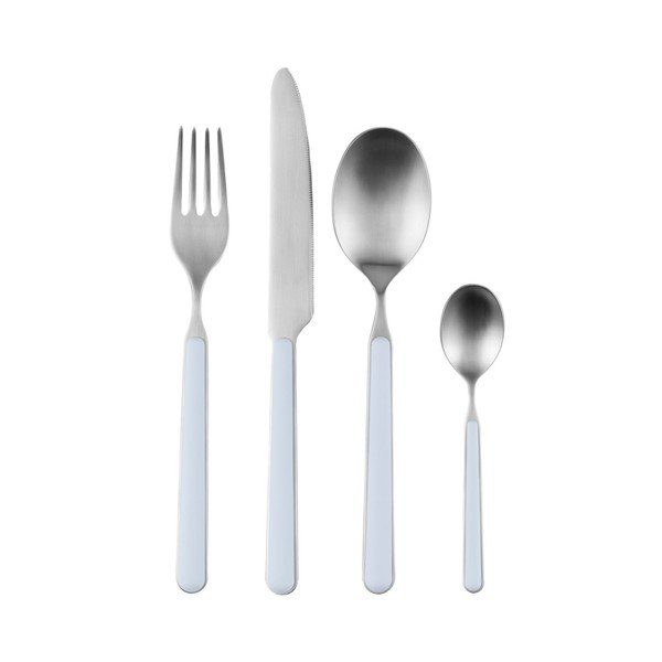 Posate azzurre/argentate in acciaio inox 4 pz per 1 persona Noli – noo.ma