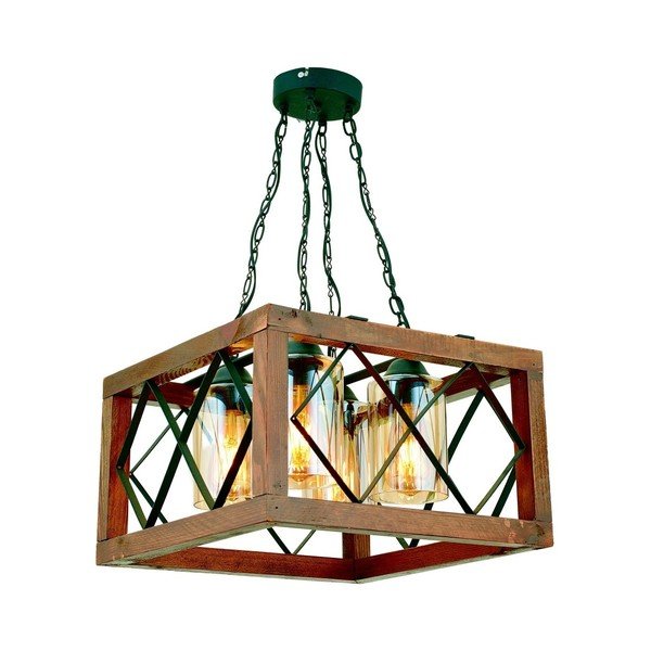 Lampada a sospensione in legno di carpino Zikzak Kare - Beacon