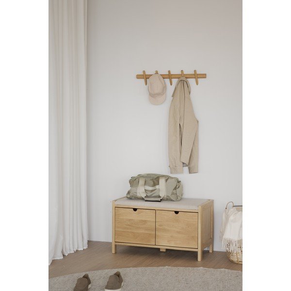 Appendiabiti da parete in legno di quercia in colore naturale Hillmond - Rowico-image-1