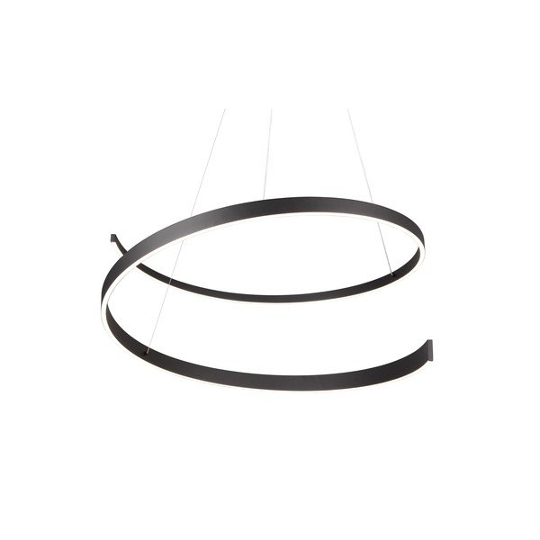 Apparecchio a sospensione LED nero con comando vocale/app mobile con paralume in metallo ø 75 cm Cinardi - CINQUE-image-4