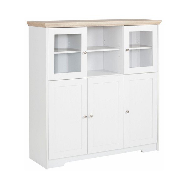 Credenza bianca con piano in legno di quercia decorato Annie - Støraa-image-1