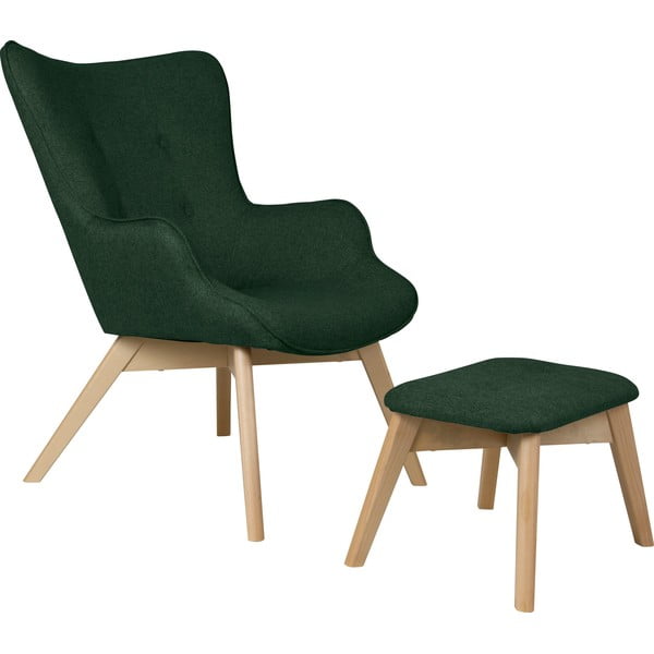 Poltrona con poggiapiedi verde scuro Niko – Ropez
