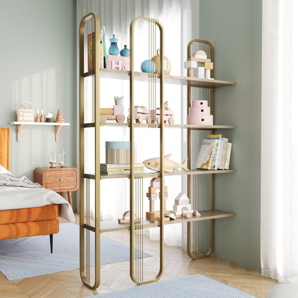 Scaffale in pino con decorazioni in oro 125x180 cm Sierra - Kalune Design-image-3