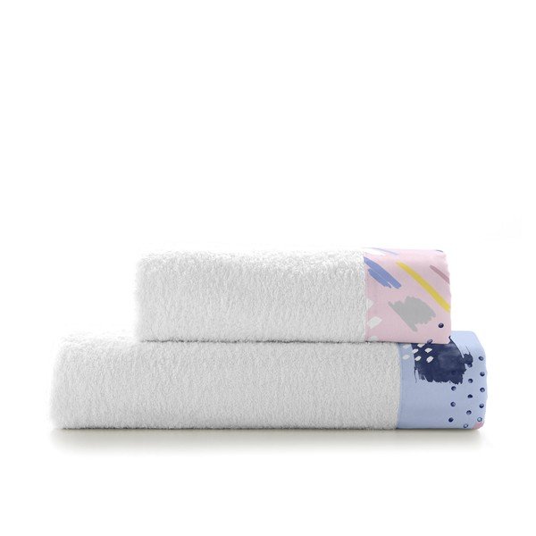 Set di 2 asciugamani in cotone Tempera - Blanc-image-2