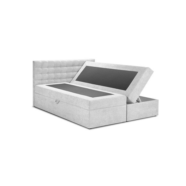 Letto boxspring grigio chiaro con contenitore 160x200 cm Jade - Mazzini Beds-image-2