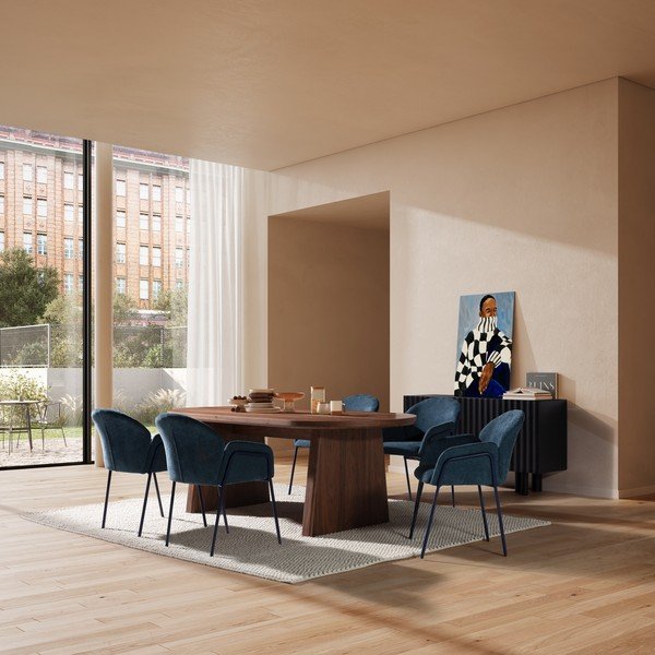 Set di sedie da pranzo blu in imbottito 2 pz Aslin – MOME-image-1