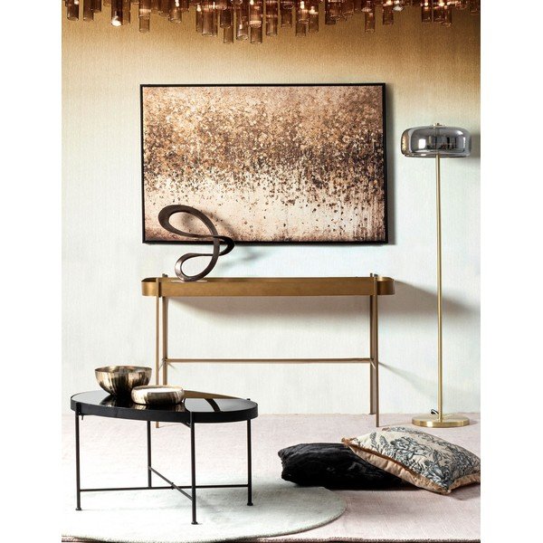 Tavolo consolle dorato con piano in vetro 43x120,5 cm Rashida – Bizzotto-image-1