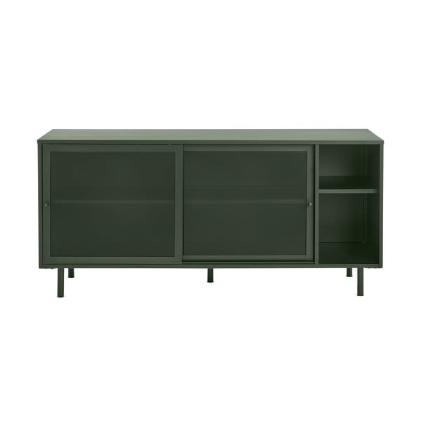 Cassettiera bassa in metallo verde scuro con ante scorrevoli 160x75 cm Veep - Unique Furniture