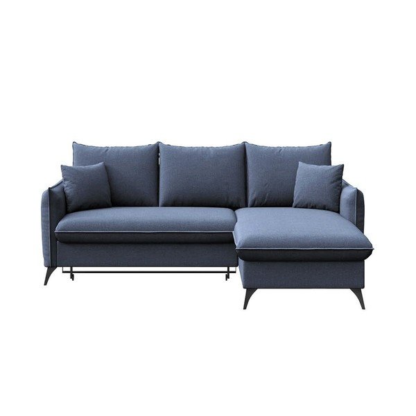 Divano angolare blu allungabile e con contenitore (con penisola a destra e chaise lounge) Brim – Rodier