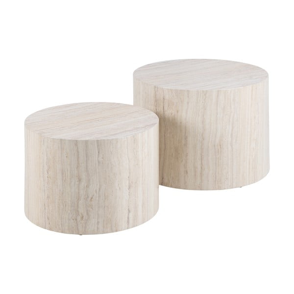 Tavolini rotondi beige con decoro in pietra in set di 2 pezzi ø 58 cm Dice - Actona
