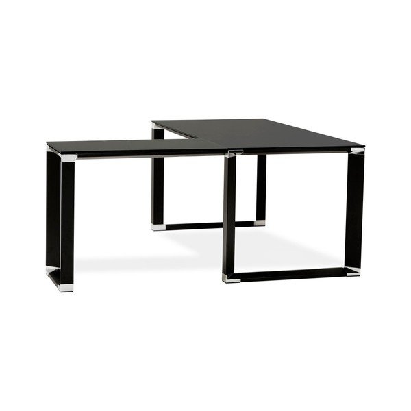 Scrivania angolare nera con piano in vetro Warner - Kokoon-image-4