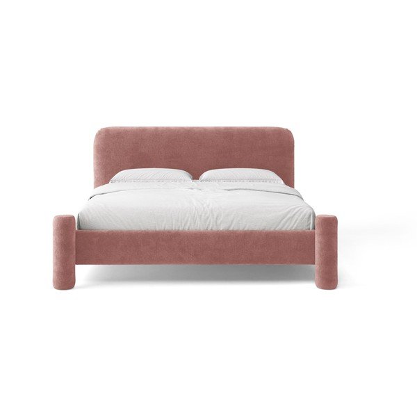 Letto matrimoniale imbottito rosa con rete inclusa 140x200 cm Vera – Micadoni -image-2