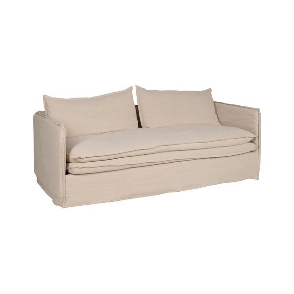 Divano color crema con rivestimento in lino 210 cm – Ixia-image-2