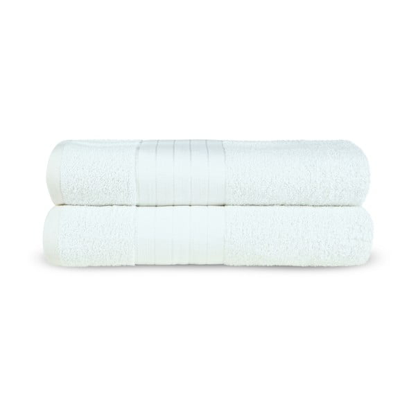 Asciugamani bianchi in spugna di cotone in set da 2 70x140 cm - Good Morning