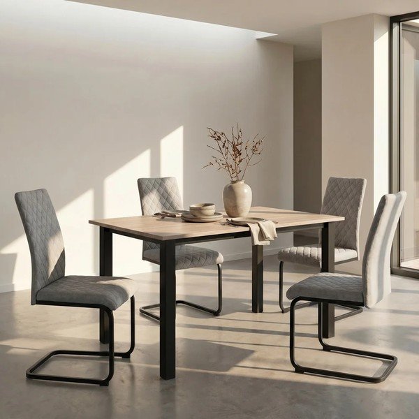 Tavolo da pranzo con piano effetto rovere 90x160 cm Durham – Støraa-image-1