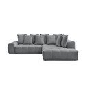 Divano angolare grigio scuro allungabile e con contenitore (penisola a destra/a L) con rivestimento in ciniglia Everest – Bobochic Paris