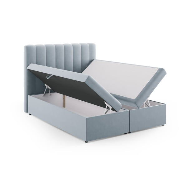 Letto boxspring azzurro con contenitore 160x200 cm Gina - Milo Casa-image-3