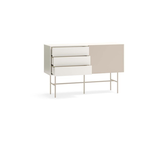 Cassettiera beige/color crema con porte scorrevoli 140x91x45 cm Nube – Teulat-image-4