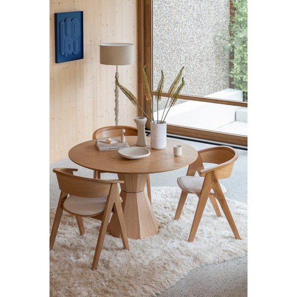 Tavolo da pranzo rotondo con effetto rovere ø 120 cm Lotus – Zuiver-image-1