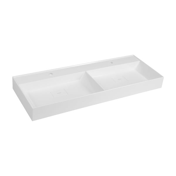 Doppio lavabo bianco in composito minerale 119x44 cm Godiva – Sapho