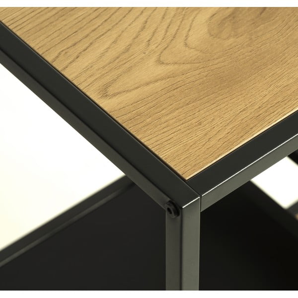 Libreria nera/di colore naturale effetto rovere 80x146x35 cm Altino – Unique Furniture-image-3