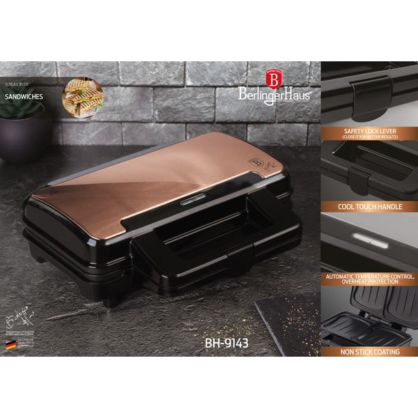 Sandwich maker di colore oro Rosegold Metallic Line - BerlingerHaus-image-1