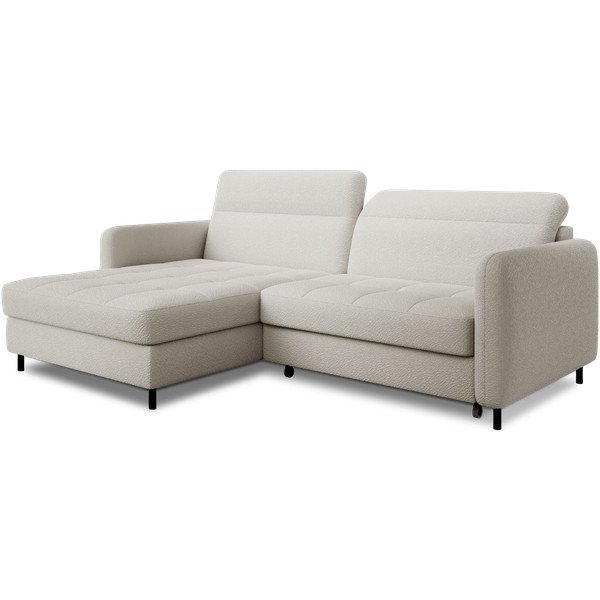 Divano angolare color crema allungabile/con contenitore (con penisola a sinistra/con chaise lounge) e rivestimento in bouclé Gomsi – ELTAP-image-2