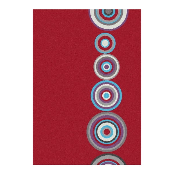 Tappeto rosso Boras Circles, 133 x 190 cm - Universal