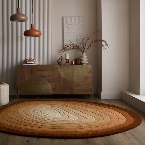 Tappeto in lana color mattone 200x290 cm Puddle Ombre Wool - Flair Rugs-image-1