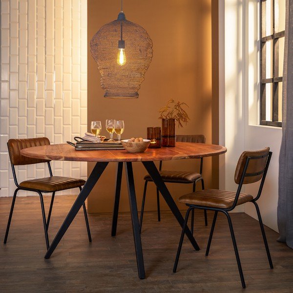 Tavolo da pranzo rotondo con piano in acacia naturale ø 120 cm Mimoso - Light & Living-image-1