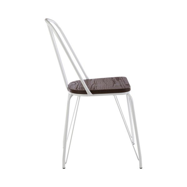 Sedia da pranzo bianca/di colore naturale in olmo massiccio District – Premier Housewares-image-4