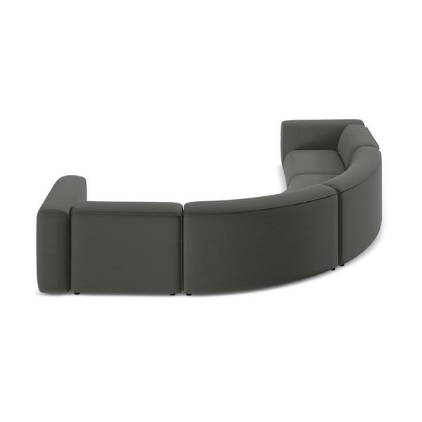 Divano angolare grigio con rivestimento in velluto Ekahi – Makamii-image-4