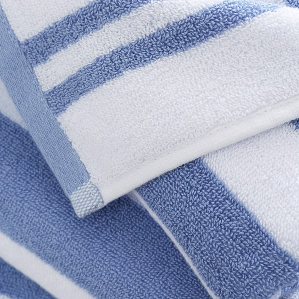 Telo da bagno in cotone blu e bianco 90x140 cm Stripe Jacquard - Bianca-image-1