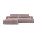Divano angolare rosa allungabile e con contenitore (penisola a sinistra/chaise lounge) con rivestimento in ciniglia Fuji – Bobochic Paris