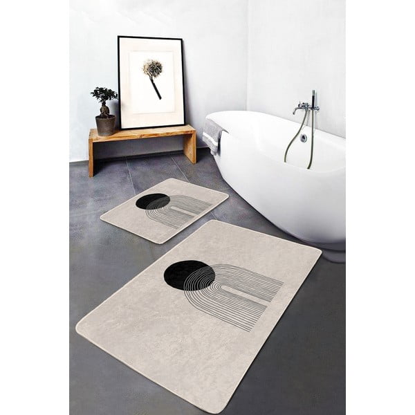 Tappeti da bagno beige in set da 2 100x60 cm - Minimalist Home World-image-3