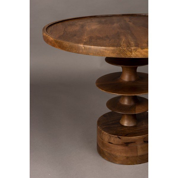 Tavolino da salotto rotondo colore naturale scuro in mango massiccio ø 66 cm Cath – Dutchbone-image-2