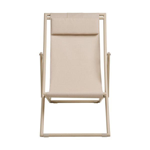 Sdraio da giardino beige in metallo regolabile/pieghevole Curtis – House Nordic-image-3