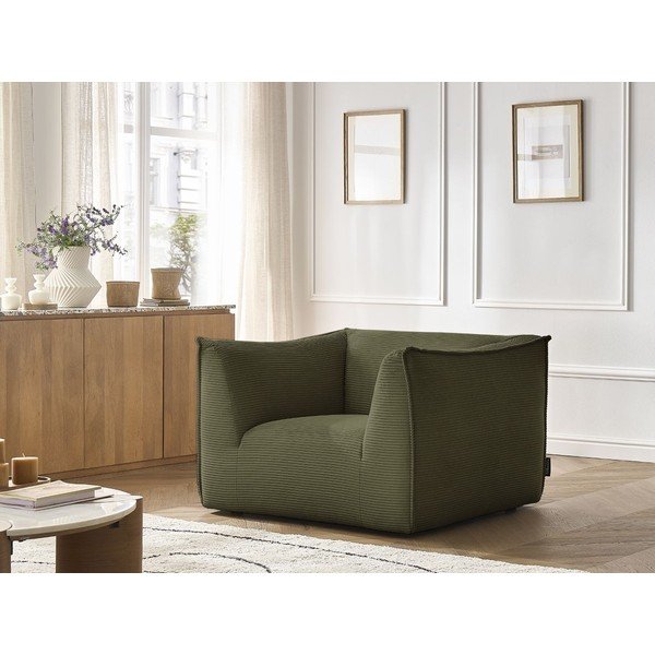 Poltrona verde con rivestimento in velluto a coste Giorgia – Bobochic Paris-image-1