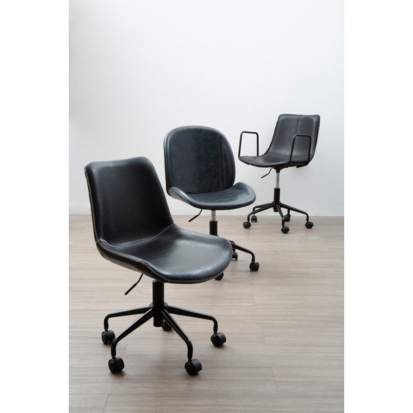Sedia da ufficio nera in similpelle Branson – Premier Housewares-image-4