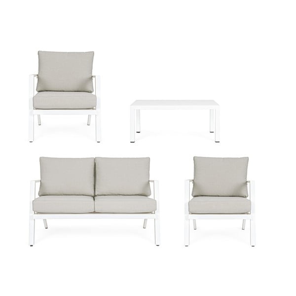 Set di mobili da giardino bianco in alluminio per 4 persone Harley   – Bizzotto-image-4