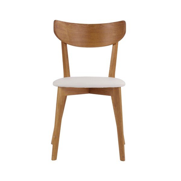 Hnědá dubová jídelní židle s bílým sedákem Rowico Ami-image-2